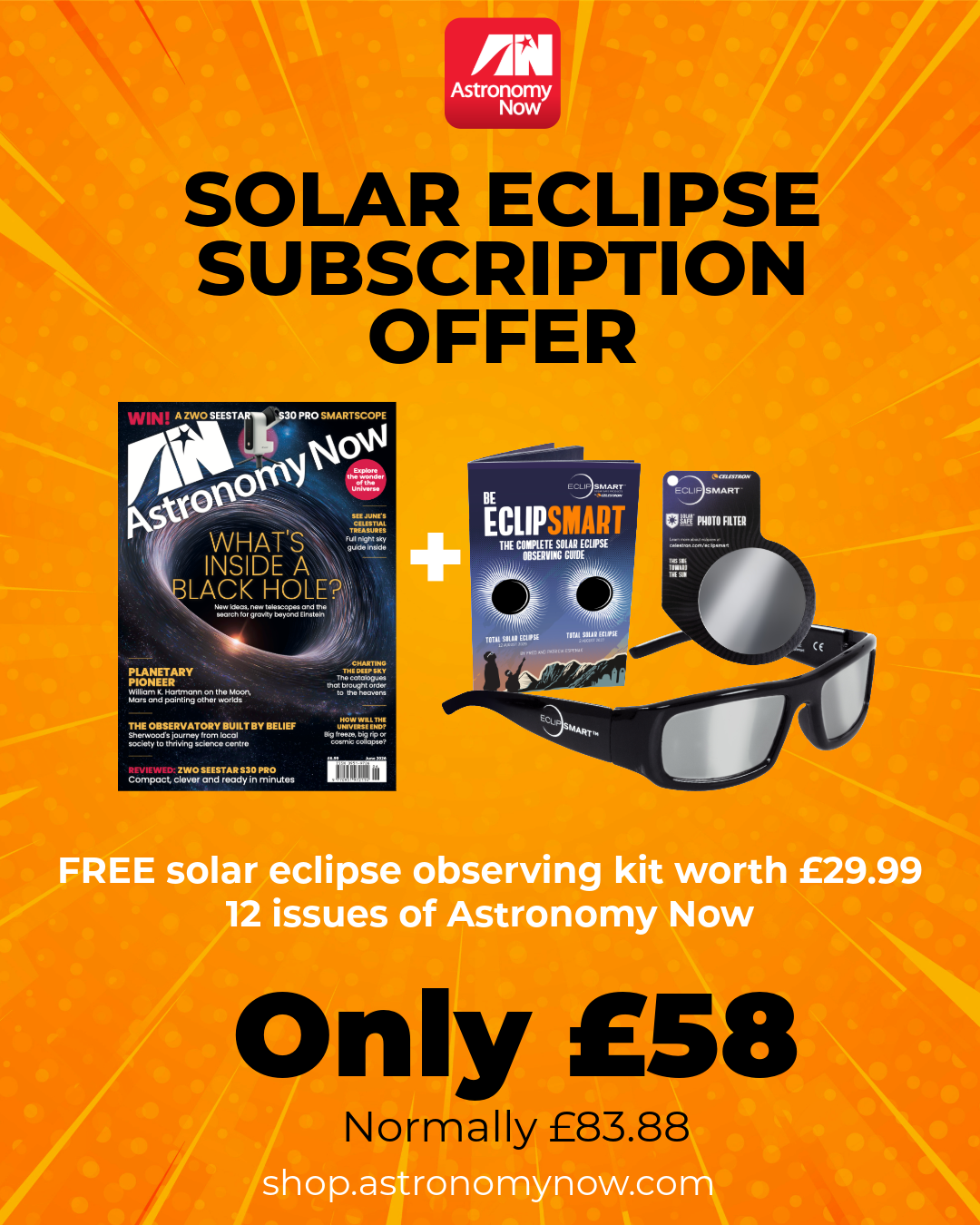 Astronomy Now One Year Subscription + Free Eclipse Kit